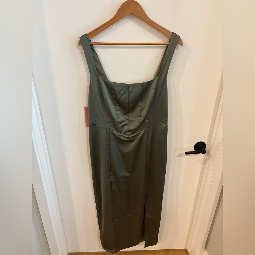 NWT, never worn: Anthropologie BHLDN Elegant Olive Green Sleeveless Dress